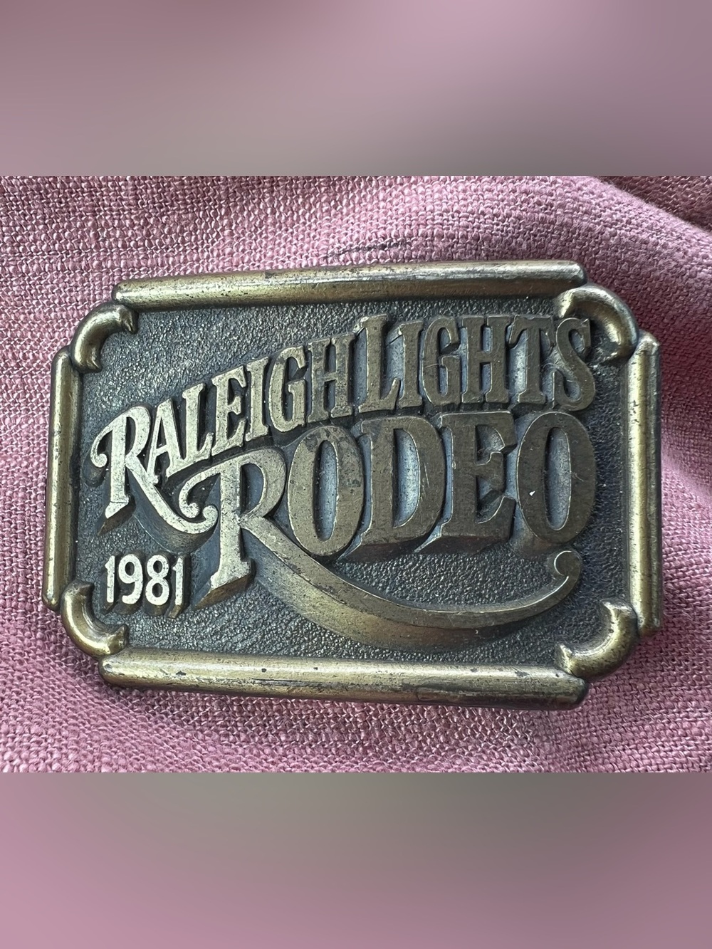Vintage Belt Brass Buckle Raleigh Lights 1981 Rodeo Cowboy